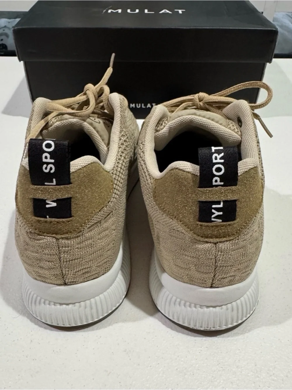 Men’s Beige Elevator Sneakers 2.4” Height Increase Size 45